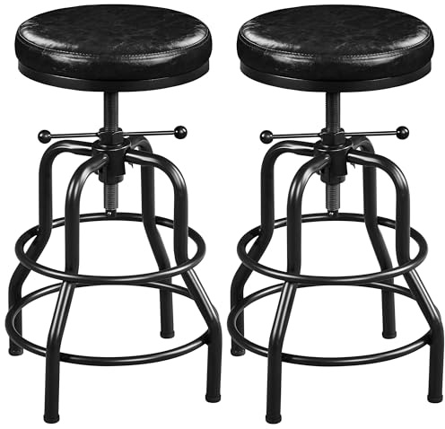 Yaheetech Barhocker 2X Barstuhl mit Dickem Kissen Tresenhocker Schwarz | Schraubhocker 54,5 cm – 71,5 cm, Tresenhocker bis 136 kg Belastbar, fürs Esszimmer/Küche/Bar/Salon/ Café