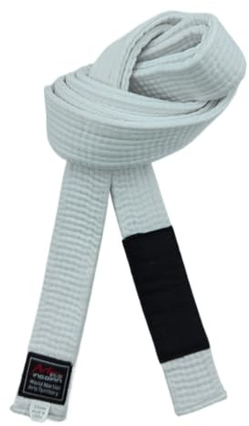 Cinturones de Jiu-Jitsu Brasileño para Jóvenes BJJ Sistema de Grados para Menores de 16 Años Ancho 4cm Cinturón Infantil Blanco Gris Amarillo Naranja Verde con Rayas, Blanco, 220cm