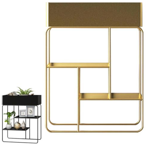 Metall-Pflanzenregal, 2 Etagen, schmaler Eck-Pflanzenhalter, kreatives Präsentationsregal for frische Blumen, Blumentopfhalter, Ausstellungsregal for Zuhause, Garten, Hinterhof, Terrasse ( Color : Gol