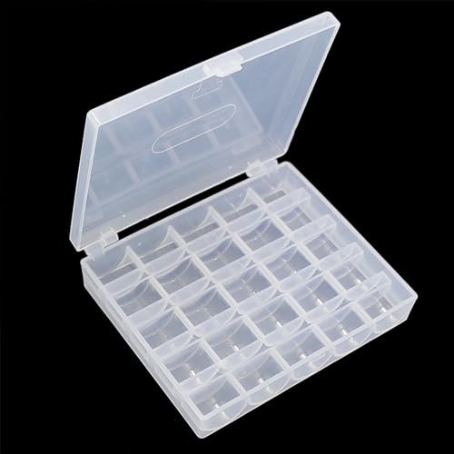 YEQIN 25 Slot Bobbin Organizer, Transparent Plastic Case, Sewing Craft Storage Box for Sewing Machine (1Pcs)