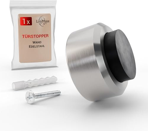 LouMaxx Butée de porte mural, en acier inoxydable, pour protéger vos murs et portes, vis murales incluses