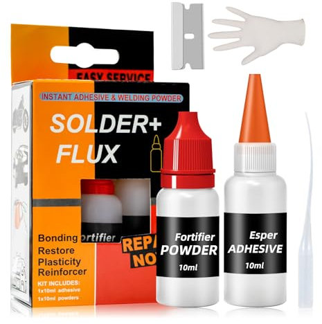 Allony Colla Cianoacrilica, Attivatore Colla Cianoacrilica, Colla Bicomponente, Polvere Rinforzante 10ml e Adesivo 10ml, Adatto per Plastica, Metallo, Vetro, Legno, ecc