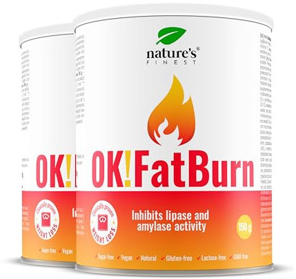 Nature's Finest by Nutrisslim OK!Fatburn: Carb Blocker for Men & Women, Gluten Free Weight Loss Supplement - L Carnitine, ID-alG, L-Tyrosine & Vitamin C for Fat Burning & Better Body Shape