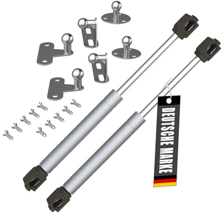 Bemacom 2x Gasdruckfeder Klappenbeschlag 150N Silber 15 KG Tragkraft Stoßdämpfer Gasfeder Dämpfer Gasdruckdämpfer passend für Möbel Klappen Türen Mülltonnenbox