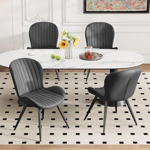 Hawthyhome Esszimmerstühle 4er Set Ergonomischer Stuhl Dunkelgrau | Stühle Esszimmer,Polsterstuhl mit Wasserdichtes Material & Metallbeine,Küchenstuhl für Esszimmer,Wohnzimmer,Balkon,Büro