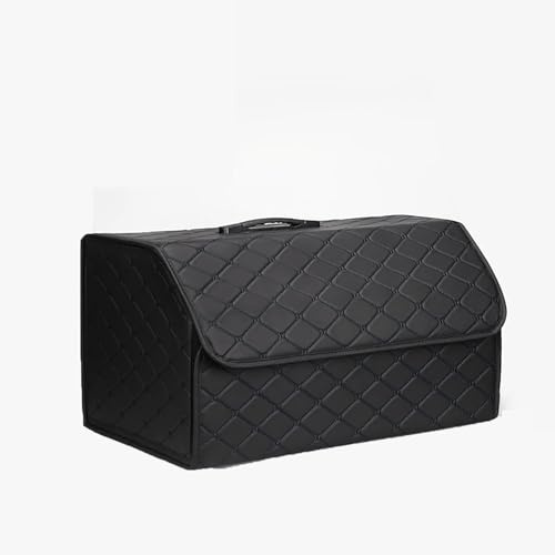 ZHOUFUDA Auto Leder Kofferraum Organizer für Mini One Cooper R56 R60 R61, Faltbare Aufbewahrungsbox Taschen Kofferraumtasche, PU-Leder Autotasche Auto Kofferraum Box,A/Black