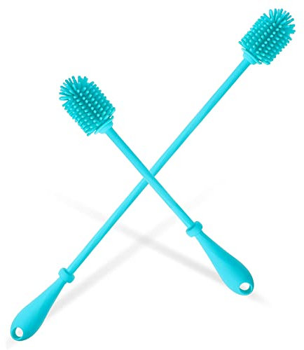 GOOHOCHY 2pcs Silicone Bottle Cleaning Brush Long Water Bottle Brush for Cleaning Cup Dish Deep Tool