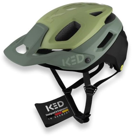 Pector ME-1 Mountainbike Helm, NTA 8776, MIPS, BOA Fit System, FIDLOCK, 14 Belüftungsöffnungen, 350g, verstellbares Visier Damen Herren, Olive matt, 52-58 (M)