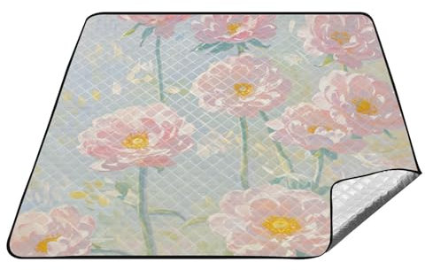 Amooorous Picknick-Matte mit Ölgemälde, Blumen, wasserdicht, XXL, Outdoor-Party, Picknickdecke, groß, für draußen, Damen, Picknickartikel, alfombra de Picnic