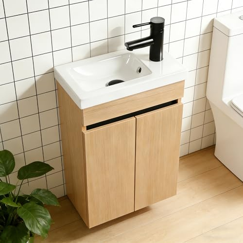 NUESTRA VIDA Juego de Muebles de Baño, Armario Pequeño para Lavabo con Lavabo, Colgante para Cuarto de Baño, Aseo de Invitados, Mueble MONTADO Medidas: 41x23x62,5 cm, Sin Grifo