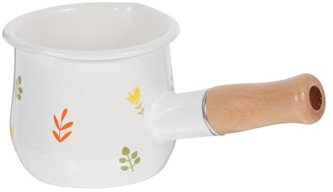 TOPPERFUN Mini Pentola Per Latte Smaltata Bianca Manico Ergonomico, Pentolino Compatto Per Salse, Zuppe e Riscaldamento Uniforme, Adatta Per Uso Domestico e Cottura Veloce