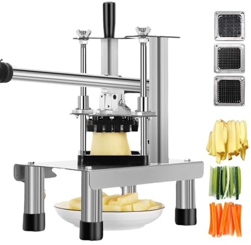 Commercial Chip and French Fry Cutter with 3 Stainless Steel Blades for Potatoes and Carrots, Vegetable Chips Maker