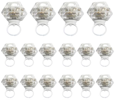 ADDLIVE Led Ring, 16 Stück Diamant Bling Ringe, Party Blinkende Ringe, Party Gadgets, LED Licht Up Rin-ge, Kindertag Geschenk, Bachelorette Par-ty Accessories, Bauchladen Junggesellinnenabschied