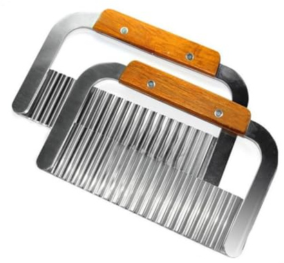 Coupe-frisoir en Acier Inoxydable Argenté pour Pommes de Terre Ondulées | Découpes pour Frites Gaufre et Rondelles, Présentation Culinaire Soignée, Nettoyage Facile