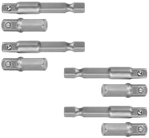 COZERI 8PCS 1/4 Hex Shank to Square Socket Adapter Set - Impact Driver Socket Adapter, Hex Square Screwdriver Drill Bit Replacement Parts for Electric, Pneumatic Drills & DIY