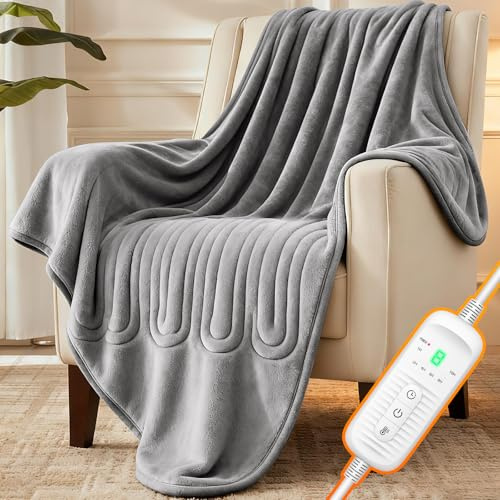 Ecliptron Coperta elettrica bifacciale in flanella Adatta per 1-2 persone, 160 x 130 cm, con Timer da 1 a 10 Ore, 9 Impostazioni di Temperatura, Riscaldamento Rapido e Protezione dal Surriscaldamento.