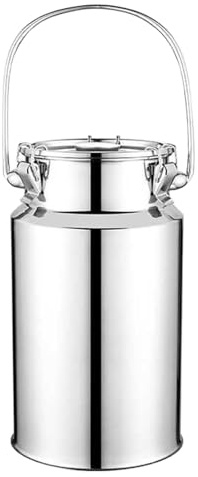 Stainless Steel 201 Milk Can, 5L Beverage Dispenser with Sealed Lid, Versatile Bucket for Milk, Wine, Oil, and Water - Durable, Leak-proof, Portable Jug