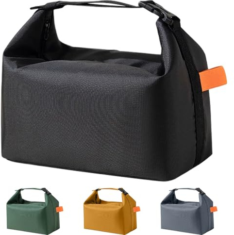 InfiniZer Insulated Lunch Bag for Women Men Kids, Large Capacity Thermal Cooler Box, Reusable Leak-Proof Lunch Tote for Work School Travel (Black)