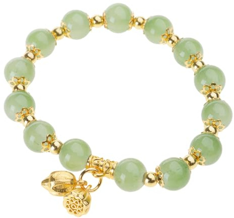 HUAJINGKEJI Cadena de muñeca para mujer con cordón elástico y cuentas de cristal, diseño de flor de loto, estilo tradicional chino, cadena de mano para el día de San Valentín