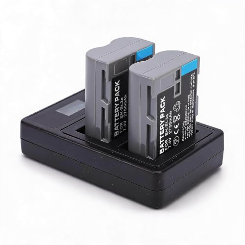 Dpofirs 2750 MAh Kamera Akku Ersatz für EN EL3E, mit LED Dual USB Ladegerät für D50 D70 D70s D80 D90 DSLR Kameras, 2er Pack
