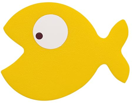 Spirella Duschmatte Badematte Badewanneneinlage Anti Rutsch Pads Fisch Gelb - 5 Stück - antibakteriell rutschfest mit Saugnäpfen - ca. 13 x 12,5 cm