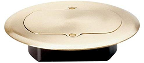 Legrand-Pass & Seymour TM1542TRFM Slater Low Profile Round Floor Box Cover with 15 Amp Tamper Resistant Decorator Duplex Outlet, Brass (1 Count)