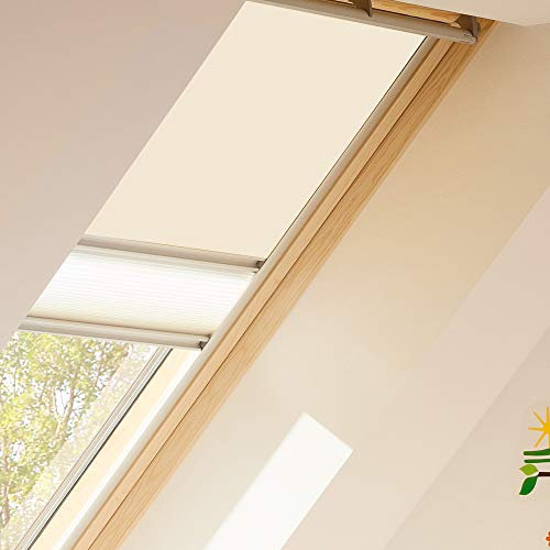 Vorteilsset Verdunkelungsrollo & Faltstore DFD PK08 1085S / Bedienart : Manuell / Farbe : Uni Beige/Weiß / Fenstergröße : PK08 / Fenstertypen : GGU, GPU, GHU, GTU, GGL, GPL, GHL, GTL, GXL