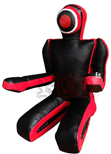ROX Fit Passform MMA Judo Boxsack Grappling Dummy - Sitzposition, Submission Stil, Double Face, MMA Dummy, Stanz BJJ Training Bag 5 ft & 6 ft Schwarz/Rot (ungefüllt) (6 Foot (1.8 Meters) ungefüllt)