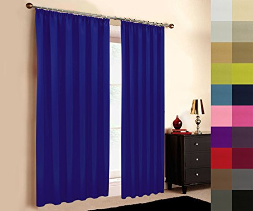 Sun World Hochqualitativer Verdunkelungsvorhang nach Maß, Kräuselband, Schlaufen, Maßanfertigung, Thermovorhang Vorhang nach Maß, Gardinen nach Maß, Royalblau (300cmcm Höhe x 145cm Breite)