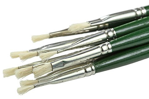 Künstlerpinsel mit Langen Stiel 10 Stück Naturborsten Gr 4 flach Made in Germany
