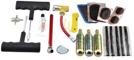 SATKIT Reparatur-Kit für Reifenpannen mit CO2-Gas für Auto/Motorrad