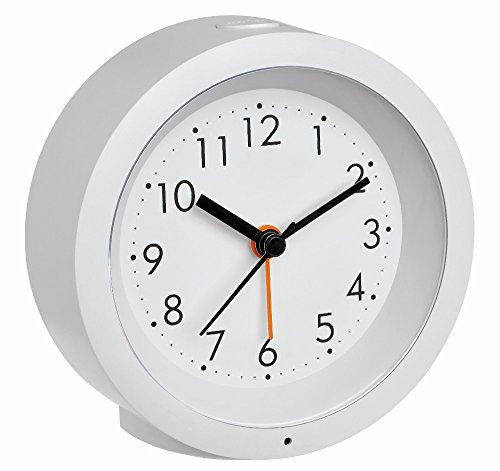 TFA Dostmann Analoger Wecker, 60.1029.02, mit leisem Uhrwerk, dezente Nachtbeleuchtung, weiß
