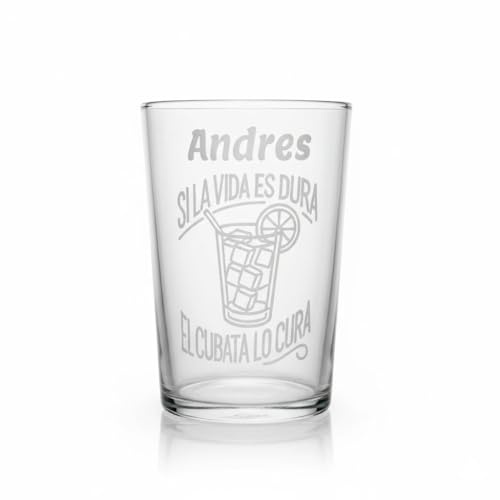 regalo grabado Vaso Cristal 500ml Personalizado Dibujo, Texto y Caja Regalo | Vaso de cristal de 500ml personalizado con grabado de texto o dibujo. Incluye opciones de frases listas, cara B y caja regalo