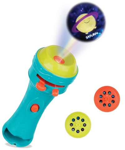 B. toys – Light Me To The Moon – Blue – Pretend Play Projector Flashlight – 2 Image Reels – Planet & Alien Projections – Space Toys For Kids – 4+ Years