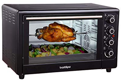 Bastilipo - Horno de sobremesa con convección y rustidor de 50 litros, 2.200W, modelo Milan Black