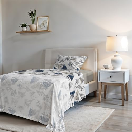 Italian Bed Linen Set Lenzuola Letto Fashion, Made in Italy- Completo Letto in Morbida Microfibra, Lenzuolo Sotto con Angoli, Telo Sopra 150x270 e Federa con Patella Interna, Singolo, Urban Blu