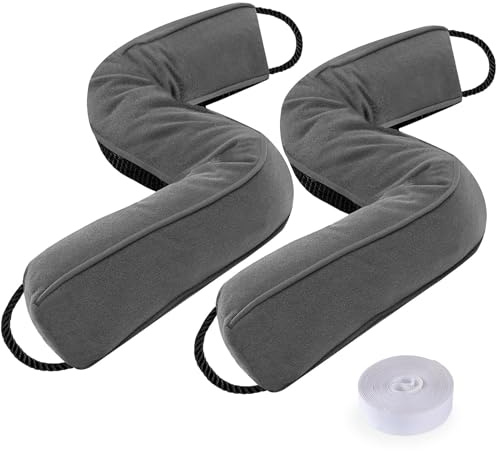 Sunolga 2 Packs 38 Inches 2.2LB Weighted Door Draft Stopper Filled with Glass Beads & Cotton, Removable Machine Washable Sound Proof Under Door Draft Blocker with Anti-Abrasion Bottom for Door, Grey