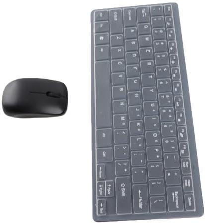 VBESTLIFE Set Mouse con Chiave Wireless, Mini Tuta Mouse Wireless Minimalista da 2,4 G, con Pellicola per Tastiera, per Computer Desktop Portatile, per L'home Office(nero)