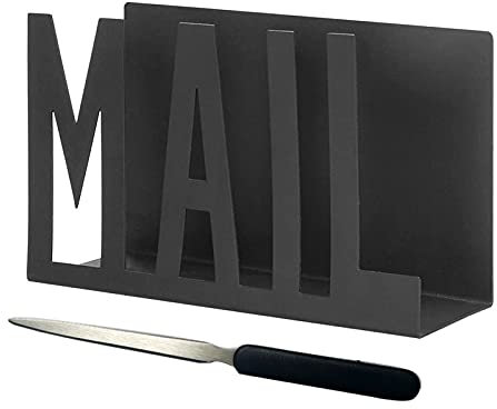Hoshisea Briefablage, Schwarz Metall Brief Sortierer, Schwarz Briefständer, Metall Briefablage, mit Brieföffner, Aktenregal geeignet für Zuhause, Büro, Schule