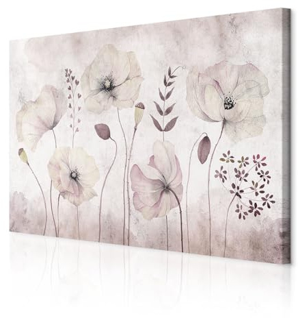 decomonkey Bilder Blumen 90x60 cm 1 Teilig Leinwand Bilder Wandbild Lilien | Strukturleinwand, Holzkeilrahmen, Bild auf Leinwand, Kunstdruck, Wanddeko, Wohnzimmer, Wanddekoration, Abstrakt, Violett