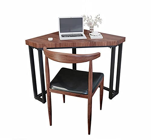 Laptop-Tisch Computertisch Dreiecklicher Schreibtisch Home Pine Ecke Schreibtisch Einfache Stil Ecke Schreibtisch, stabiler Metallrahmen mit einstellbarer Füße Pad, Retro braun Arbeitstisch für das He