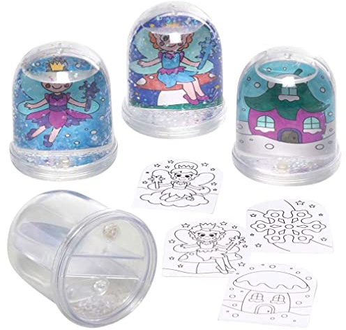 Baker Ross FE888 Winter Fee Schneekugel Bastelset - 4er Pack, Bastelset für Kinder, Basteln, Bemalen und Dekorieren für Kinder
