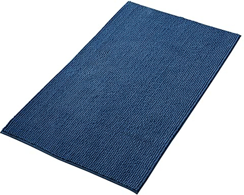 Decomira Badematte rutschfest | Als Badteppich Set kombinierbar | Badezimmer-Teppich Bad-Vorleger waschbar aus Chenille | Duschvorleger für Dusche, Badewannen, WC Deko | Blau - 70x120 cm