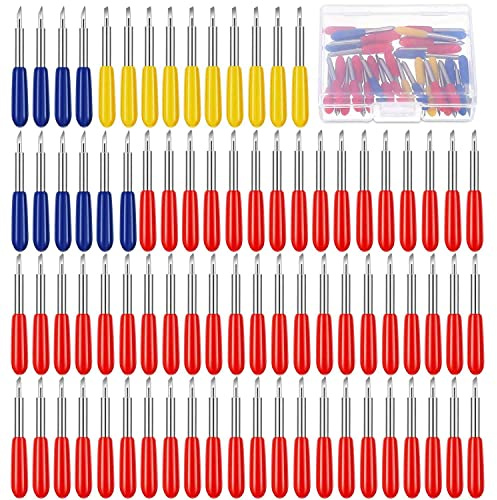 KEWAYO Cludoo 80 Stück Ersatzklingen für Cricut-Klingen für Explore Air 2/Air 3/Maker/Maker 3/Expression, 60 Stück 45° Standardklingen, 10 Stück 30° feine Spitze Klingen und 10 Stück 60° tiefe Klingen