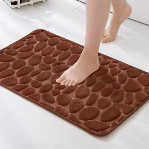 MIULEE Badematte Memoryschaum Badezimmerteppich rutschfeste Badteppich Wasserabsorbierend Badvorleger Schnelltrocknend Waschbar Duschvorleger für Badezimmer 40x60cm Kaffee