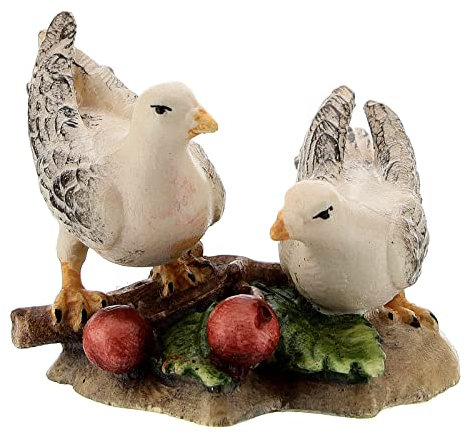 Holyart Tauben Paar für Krippe Mod. Kostner Grödnertal Holz 12cm