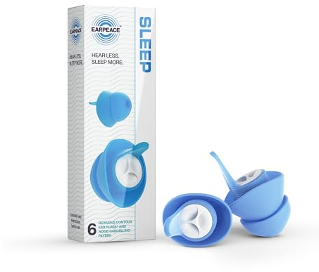 EARPEACE Sleep Earplugs - Noise Reduction Ear Plugs up to 30dB Rating - Reusable Earplugs for Sleep and Dimming Ambient Noise - Small and Standard Size (Small Size)