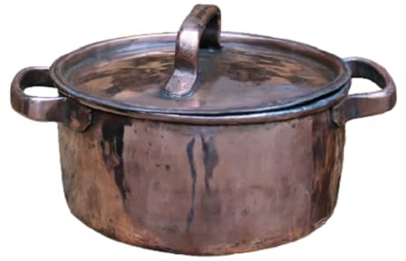Pentola in rame alta liscia rotonda padella resistente cucinare unica stagnata lavorata a mano (30 cm)