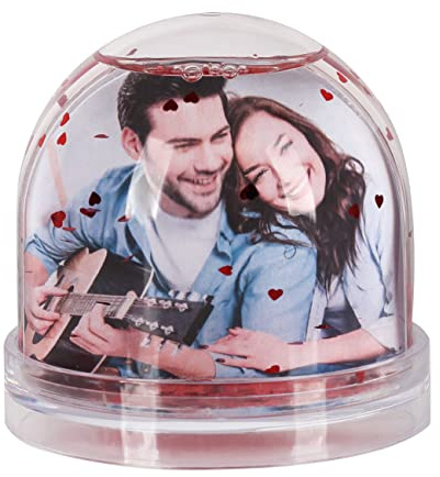 Herz & Heim® Schneekugel mit Ihrem Foto eine schöne Geschenkidee für Liebende zum Jahrestag oder Valentinstag was für EIN Glück, ca. 9 cm x 9 cm (Ø/H)