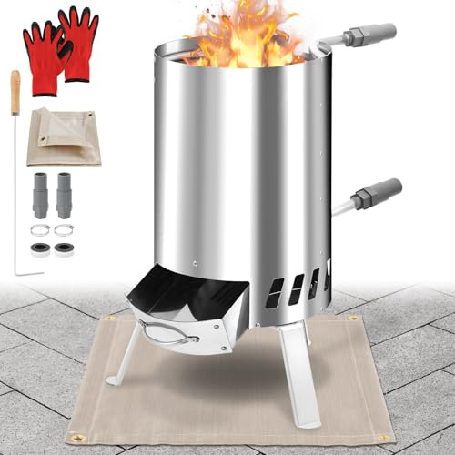 Daromigo Calefacción de Piscina con Fuego, Calentador de Piscina con Espiral de calefacción, Conectores de 32/38 mm, Calentadores de Piscina para Piscinas, 100% Acero Inoxidable